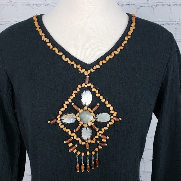 Anthony Design Womens Dress Size S Black Midi Boho Ethnic Hippie Grunge Art Deco - Picture 10 of 14